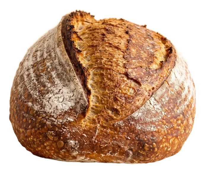 An oval country loaf with one deep ear along its score